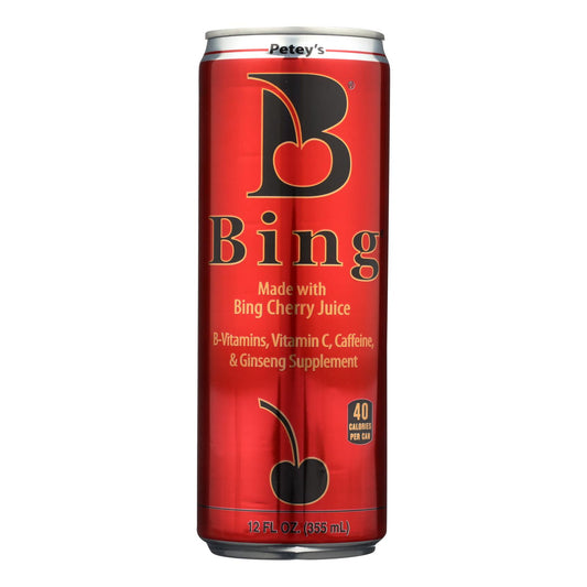 Petey's Bing Supplement Made With Bing Cherry Juice B-vitamins Vitamin C Caffeine & Ginseng Supplement  - Case Of 24 - 12 Fz