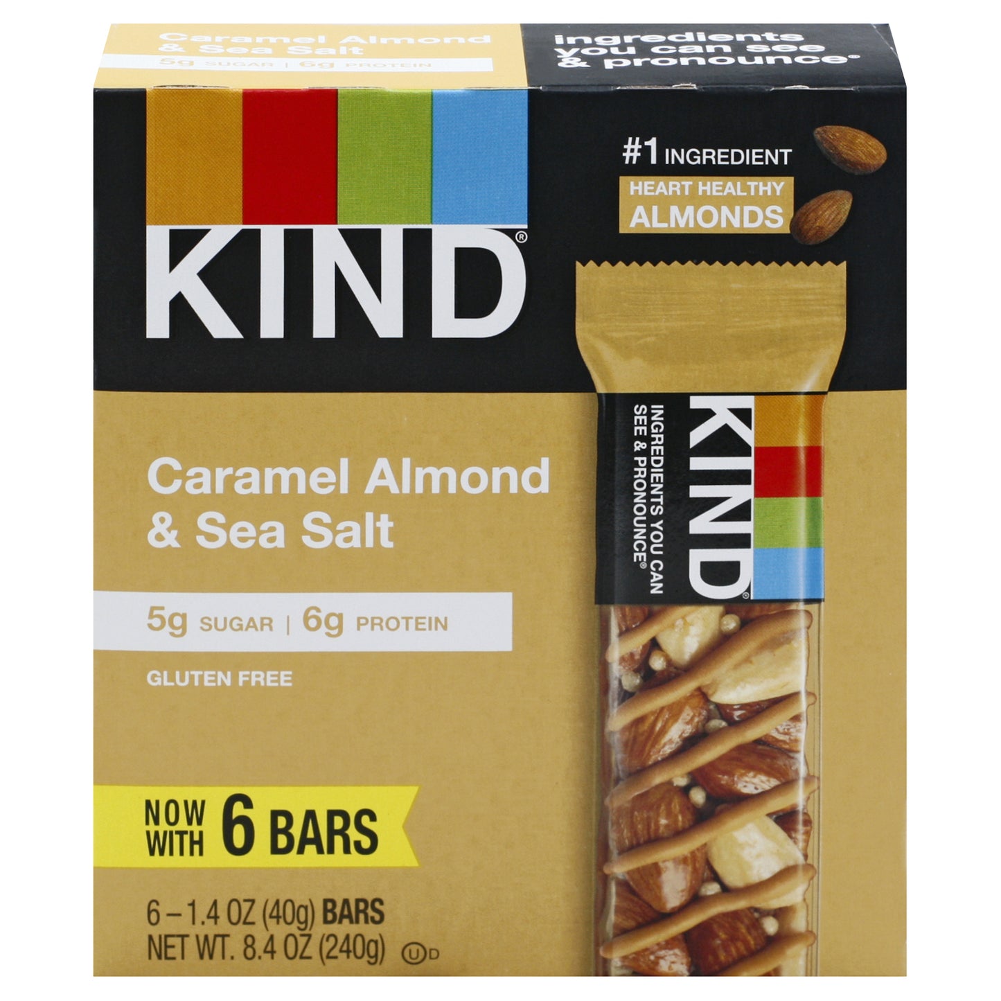 Kind - Bar Caramel Almond Sea Salt - Case Of 10-6/1.4 Oz