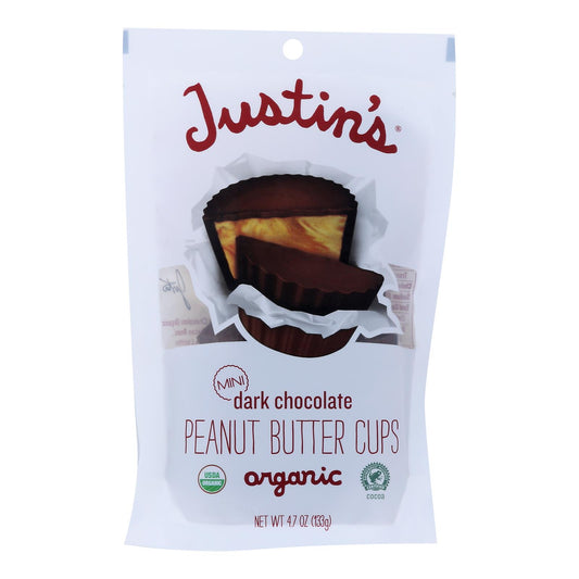 Justin's Nut Butter Peanut Butter Cups - Organic - Dark Chocolate - Mini - Case Of 6 - 4.7 Oz.