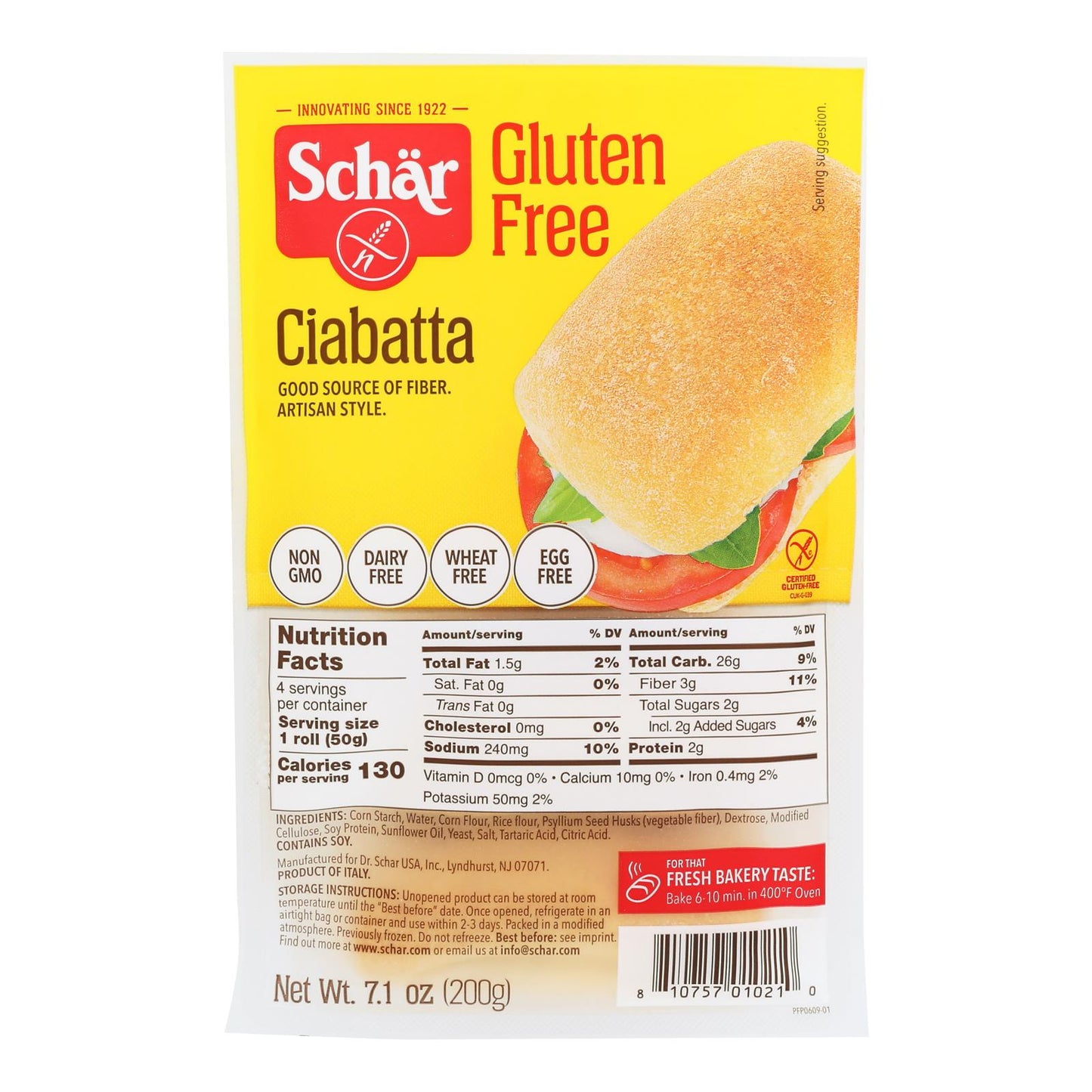Schar - Ciabatta Gluten Free - Case Of 5-7.1 Oz