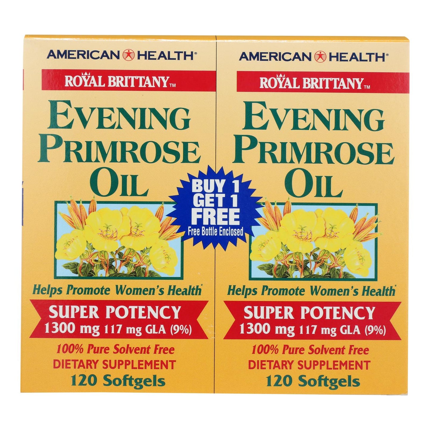 American Health - Royal Brittany Evening Primrose Oil Twin Pack - 1300 Mg - 120+120 Softgels