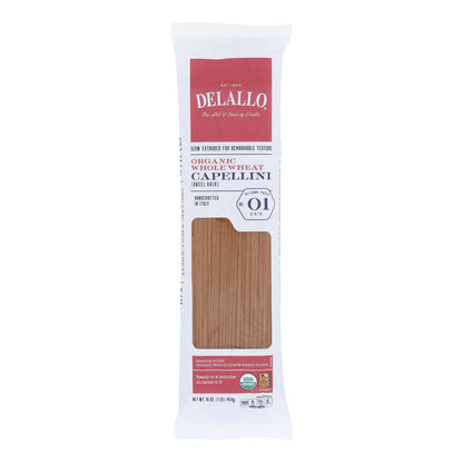 Delallo - Organic Whole Wheat Capellini Pasta - Case Of 16 - 1 Lb.