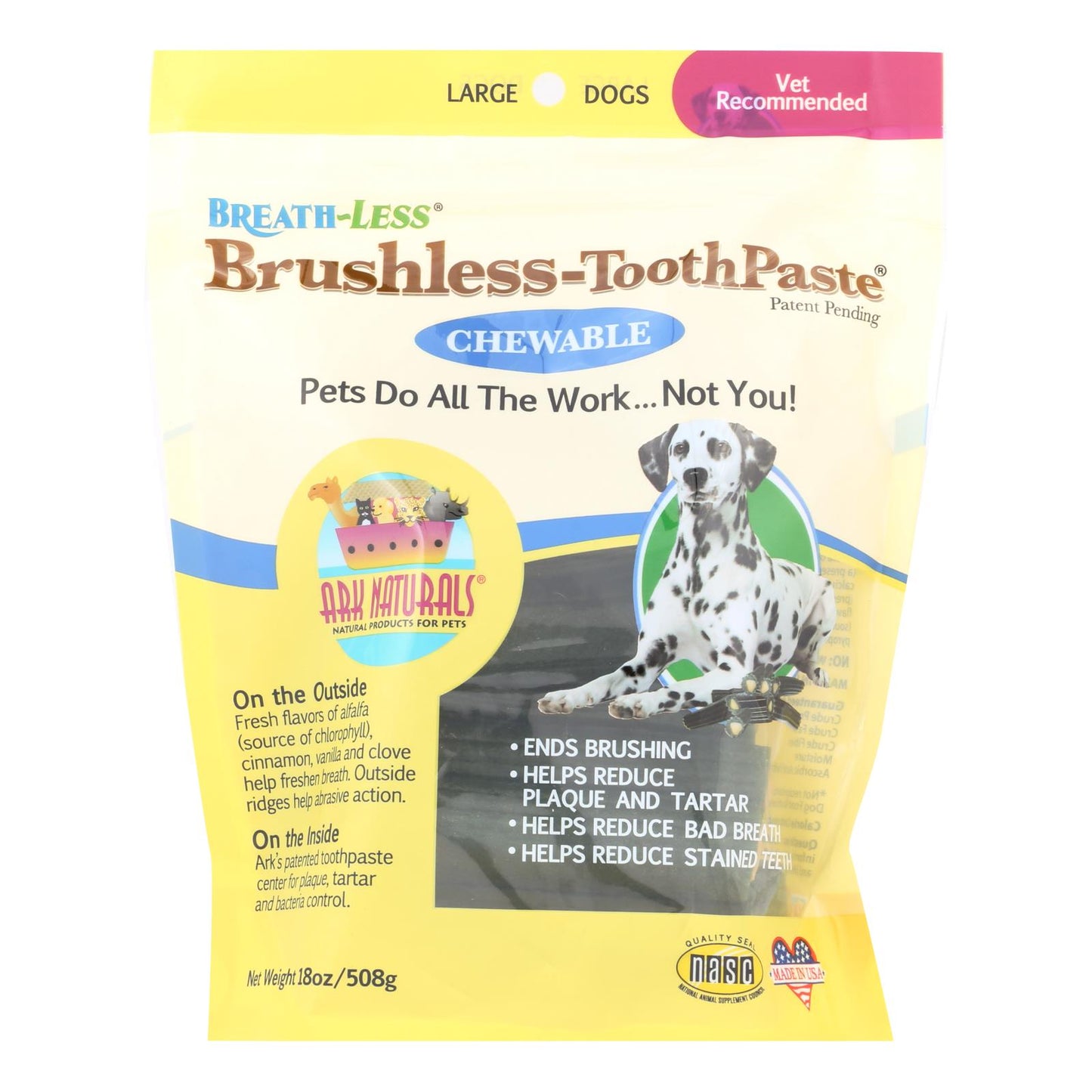 Ark Naturals Breath-less Brushless-toothpaste - Chewable - Large Dogs - 18 Oz