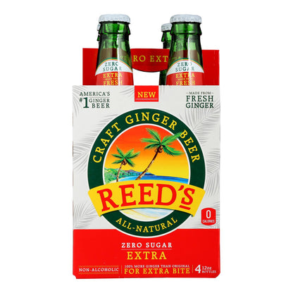 Reed's - Ginger Beer Extra 0 Sugar - Case Of 6 - 4/12 Fz