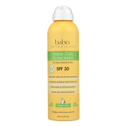 Babo Botanicals - Sunscreen - Fragrance Free - 1 Each - 6 Fl Oz.