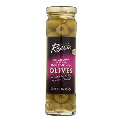 Reese Olives, Manzanilla Stuffed With Minced Anchovies  - Case Of 12 - 3 Oz