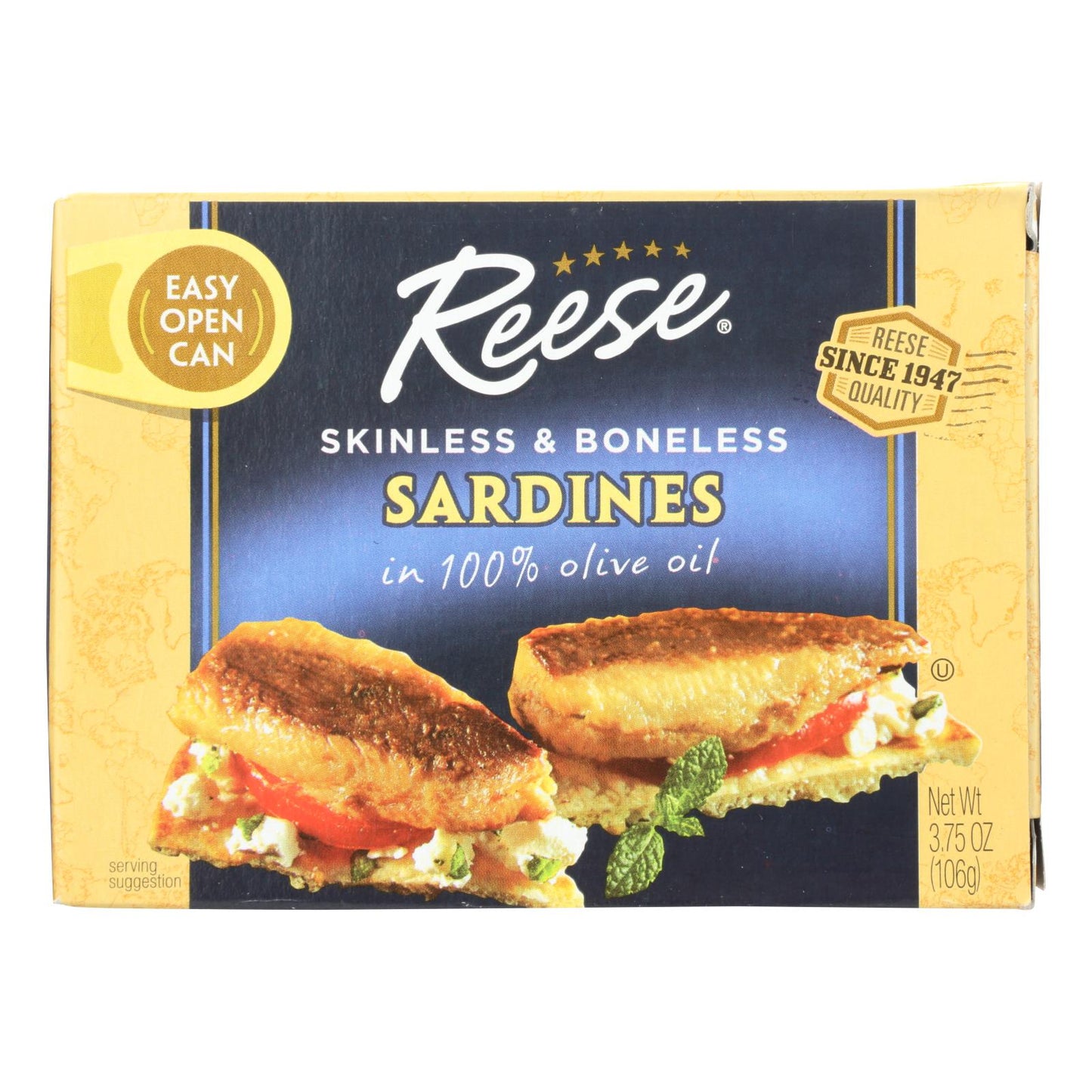 Reese Sardines - Skinless Boneless In Olive Oil - Case Of 10 - 3.75 Oz