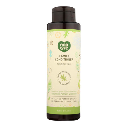 Ecolove Conditioner - Green Vegetables Family Conditioner For All Hair Types - Case Of 1 - 17.6 Fl Oz.