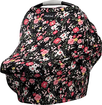 Milk Snob Original 5-in-1 Nursing Cover - Added Privacy for Breastfeeding, Baby Car Seat, Carrier, Stroller, High Chair, Shopping Cart, Lounger Canopy - Newborn Essentials (Peony)