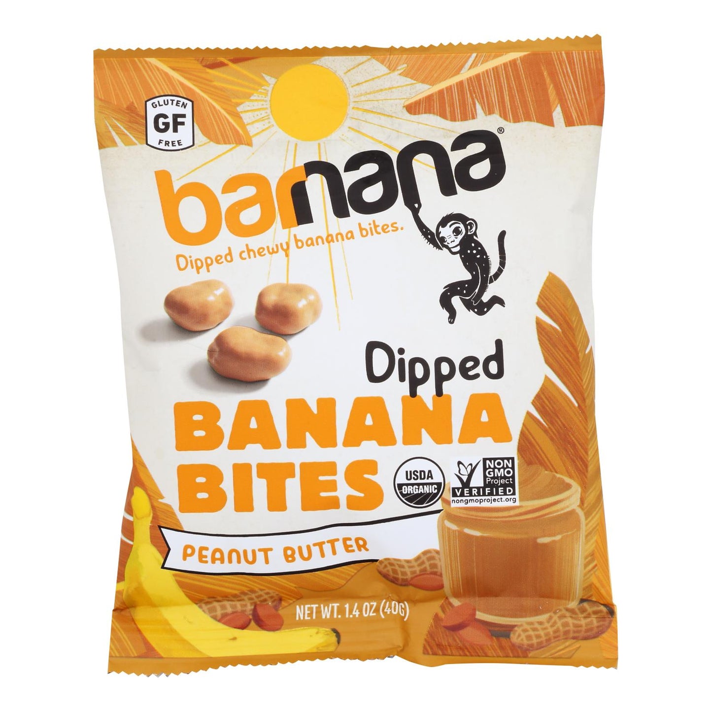 Barnana Organic Chewy Banana Bites - Peanut Butter - Case Of 12 - 1.4 Oz
