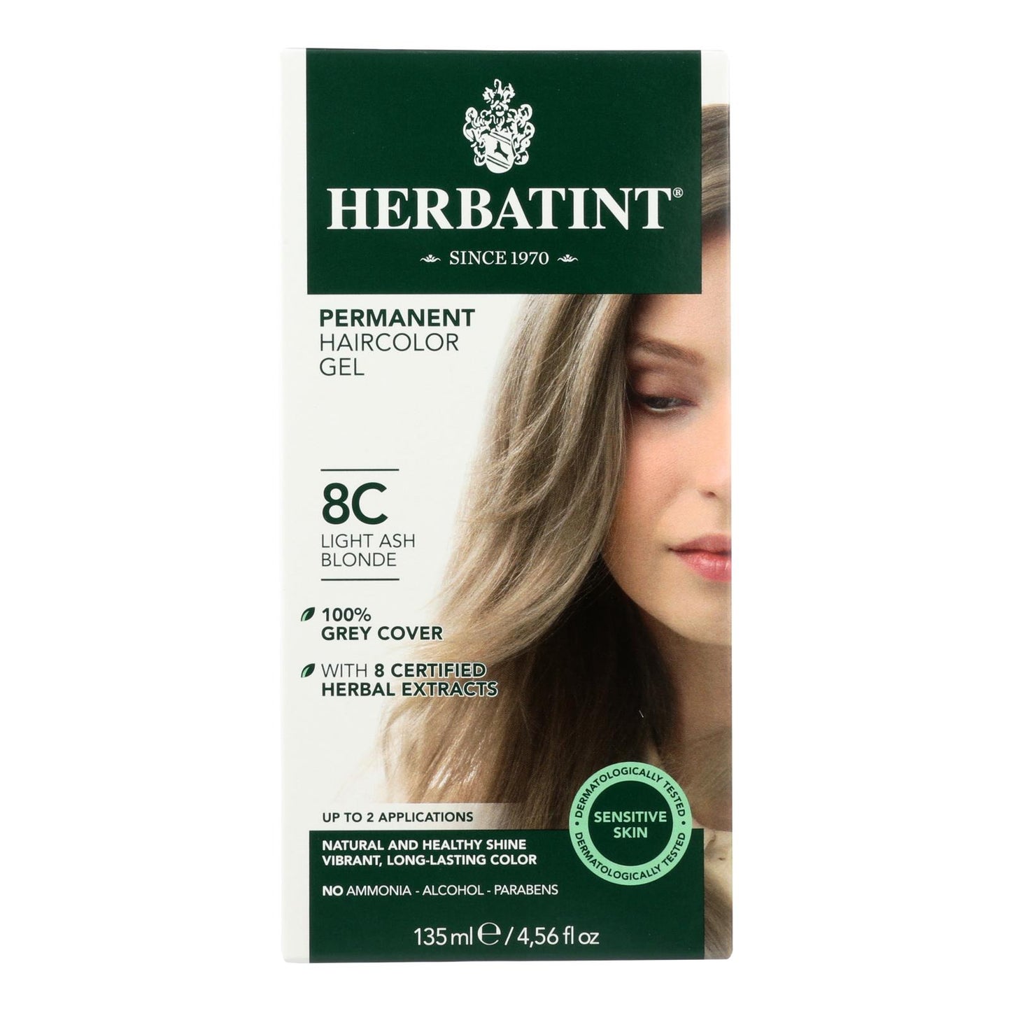 Herbatint Permanent Herbal Haircolour Gel 8c Light Ash Blonde - 135 Ml