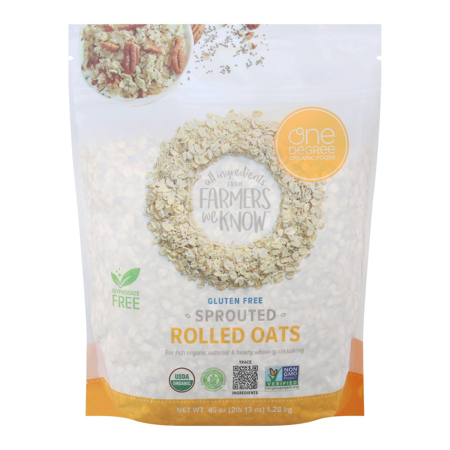 One Degree Organic Foods - Sprtd Oats Rolled - Case Of 4 - 45 Oz