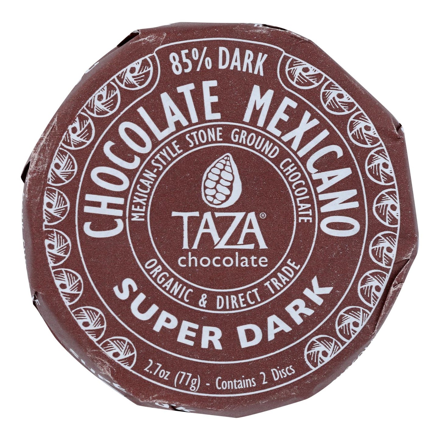 Taza Chocolate Organic Chocolate Mexicano Discs - Super Dark - Case Of 12 - 2.7 Oz.