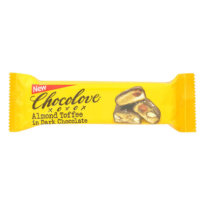 Chocolove Xoxox - Bar - Almond Toffee - Dark Chocolate - Case Of 12 - 1.41 Oz