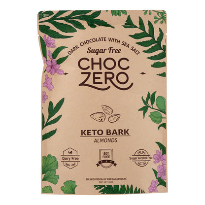 Choczero - Keto Bark Dark Chocolate Almonds - Case Of 12-6 Oz