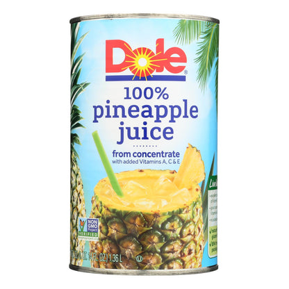 Dole 100% Pineapple Juice - Case Of 12 - 46 Fz