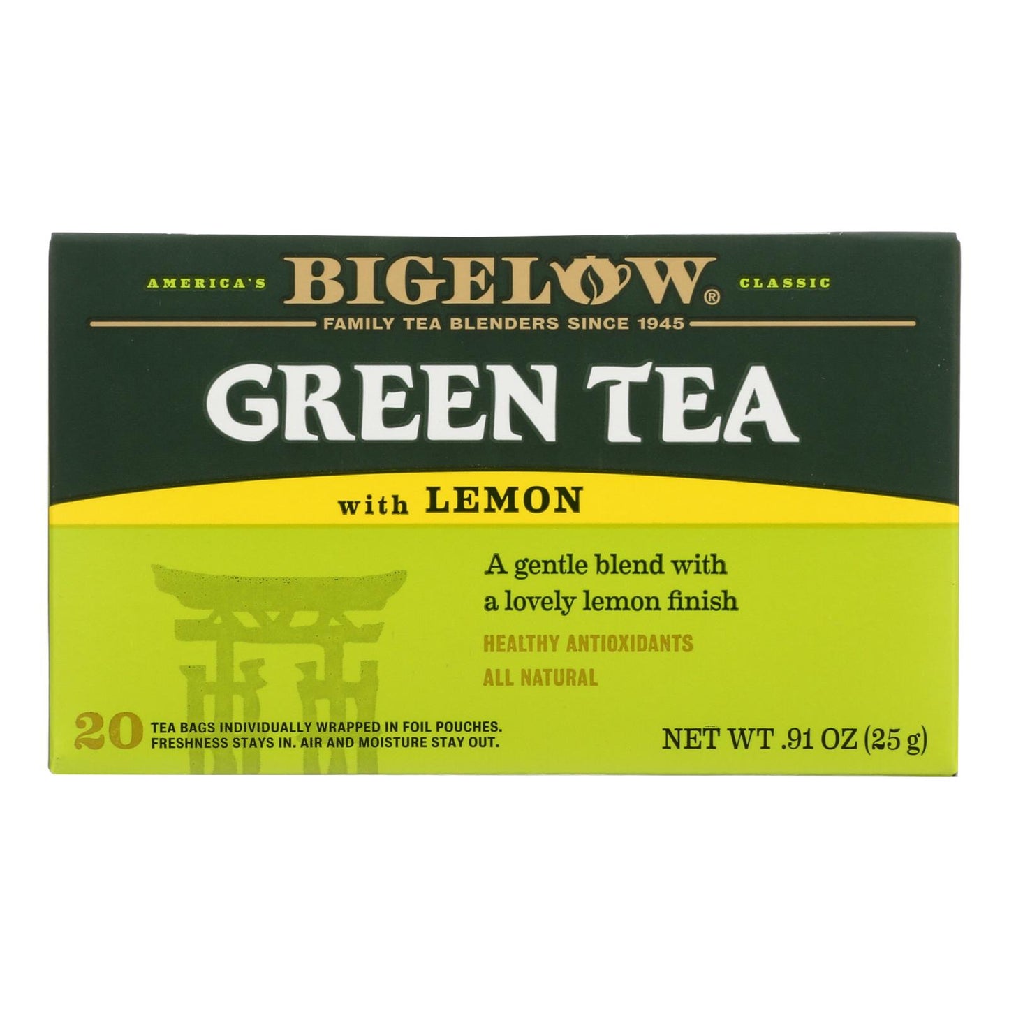 Bigelow Tea Green Tea - With Lemon - Case Of 6 - 20 Bag