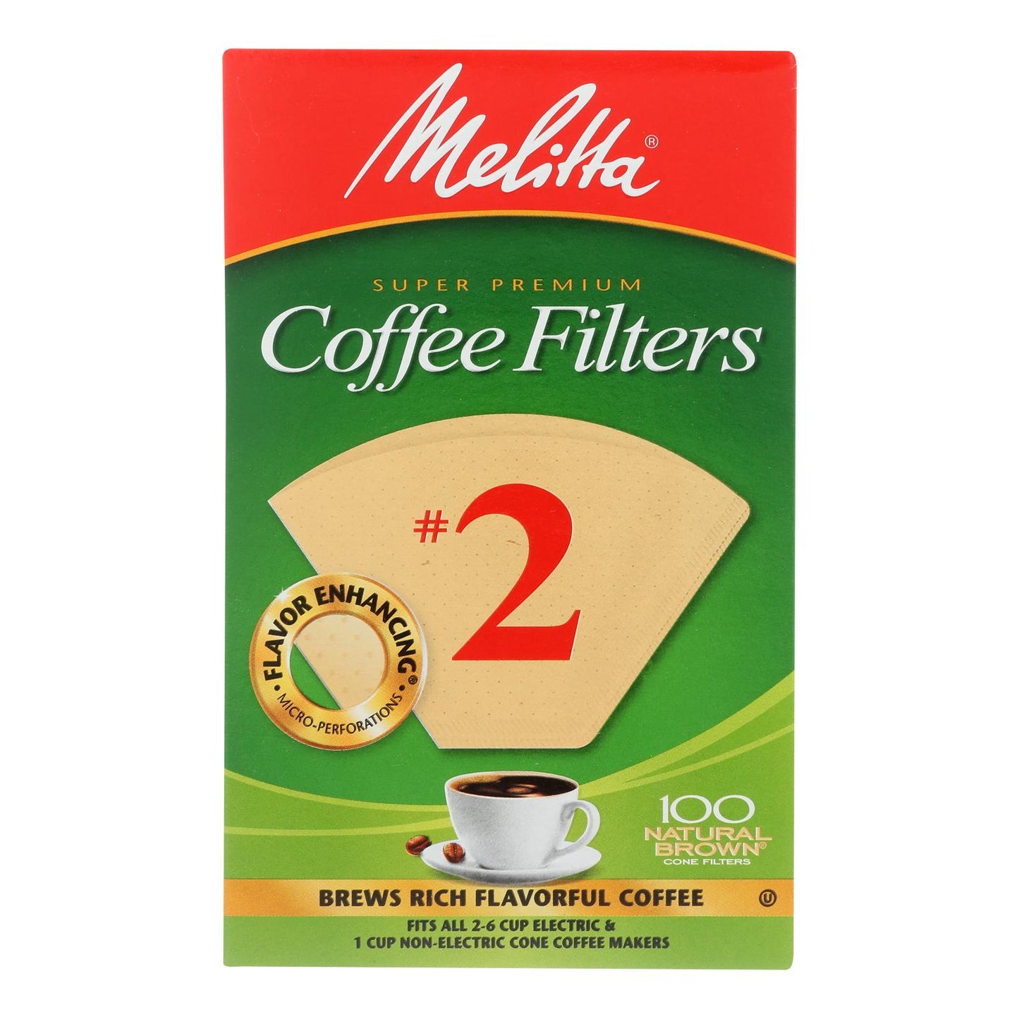 Melitta - Cone Filters Brown #2 - Case Of 12 - 100 Ct