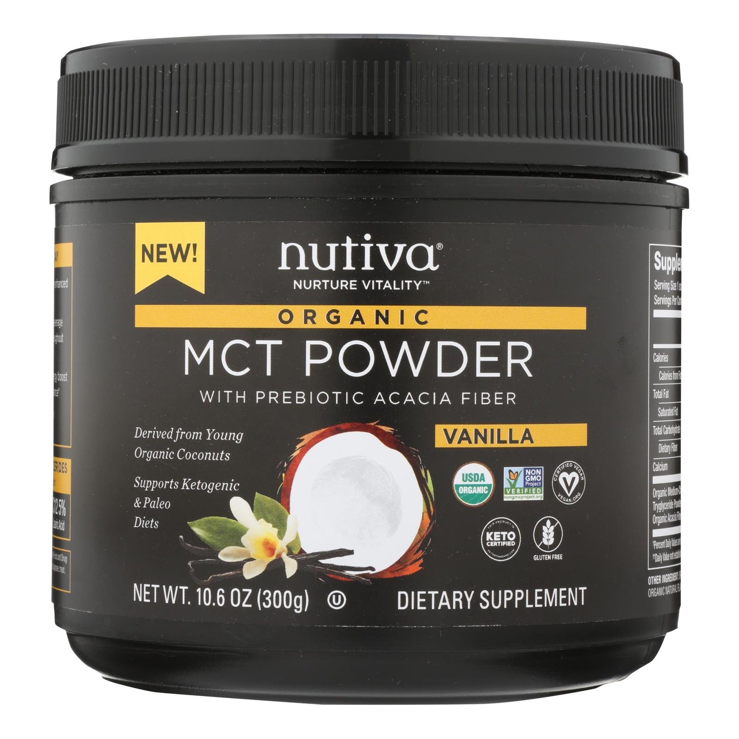 Nutiva - Powder Mct Vanilla - 1 Each - 10.6 Oz