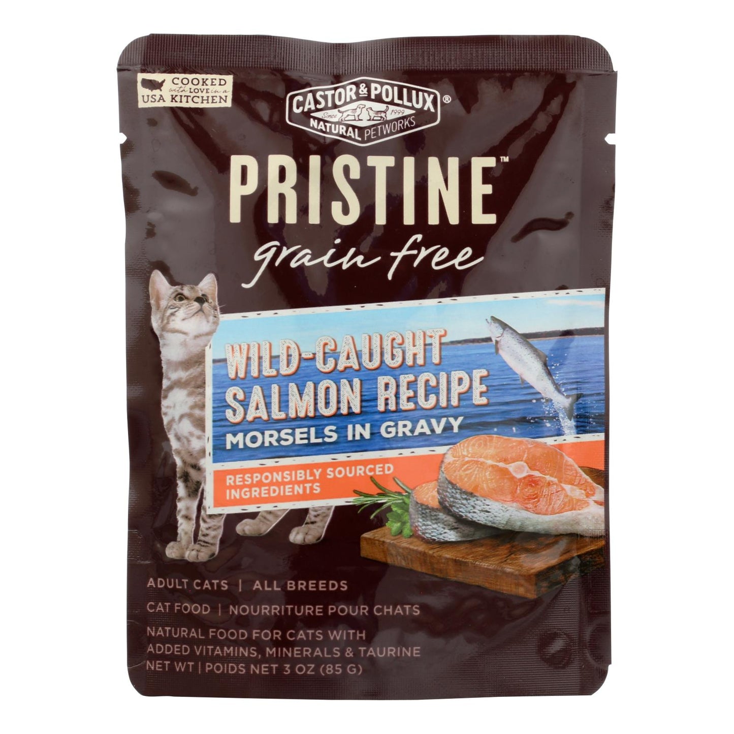 Castor & Pollux Wet Cat Food Pristine Grain-free Wild-caught Salmon Recipe  - Case Of 24 - 3 Oz