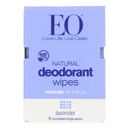Eo Products - Deodorant Wipes - Lavender - Case Of 12 - 6 Count