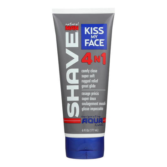 Kiss My Face Shave Cream - Natural Man - 4n1 Moisture - Invigorating Aqua Scent - 6 Oz - 1 Each