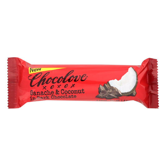 Chocolove Xoxox - Bar - Ganche Coconut - Dark Chocolate - Case Of 12 - 1.41 Oz