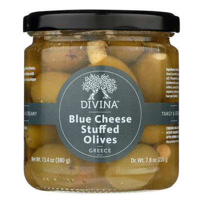 Divina - Olives Stuffed With Blue Cheese - Case Of 6 - 7.8 Oz.