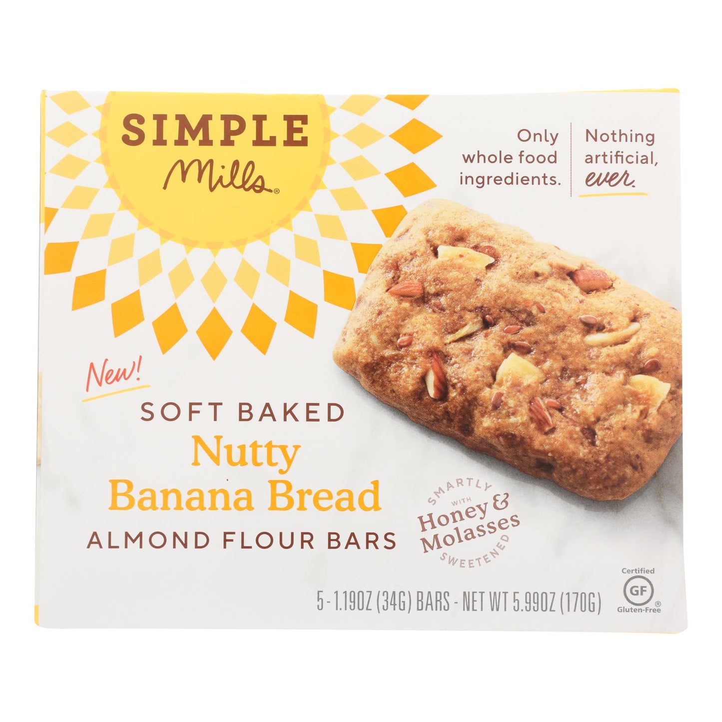 Simple Mills - Bar Sft Baked Nty Ban Bread - Case Of 6 - 5.99 Oz