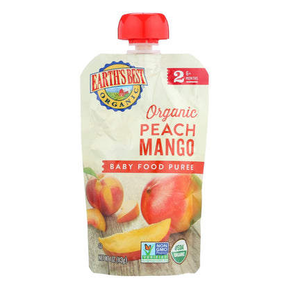 Earth's Best Organic Peach Mango Baby Food Puree - Stage 2 - Case Of 12 - 4 Oz.