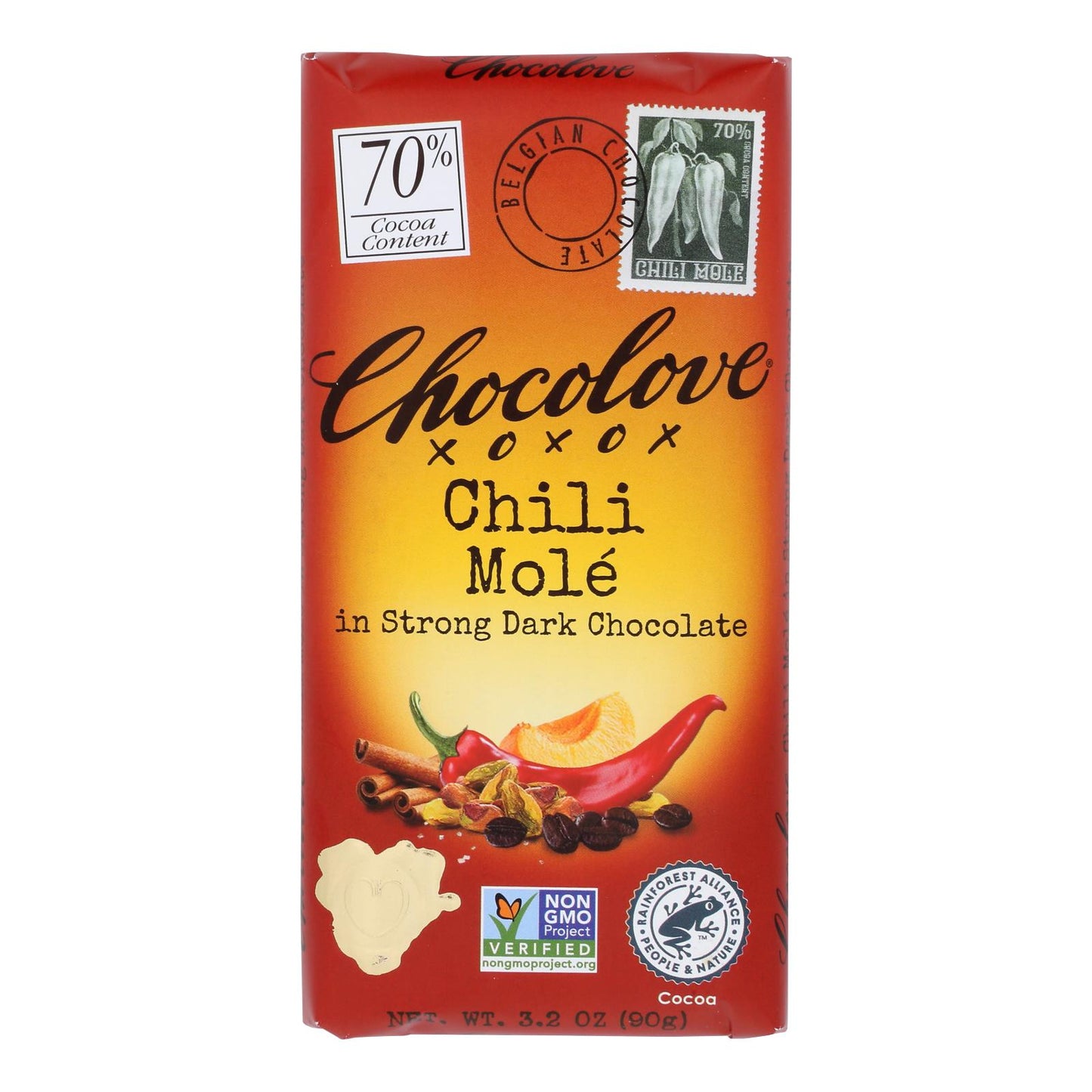 Chocolove - Bar Chli Mole 70% Dark Chocolate - Case Of 12-3.2 Oz