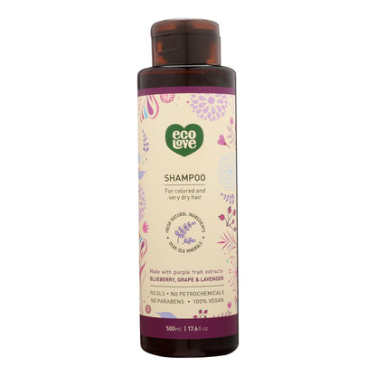 Ecolove Shampoo - Purple Fruit Shampoo For Colored And Very Dry Hair  - Case Of 1 - 17.6 Fl Oz.