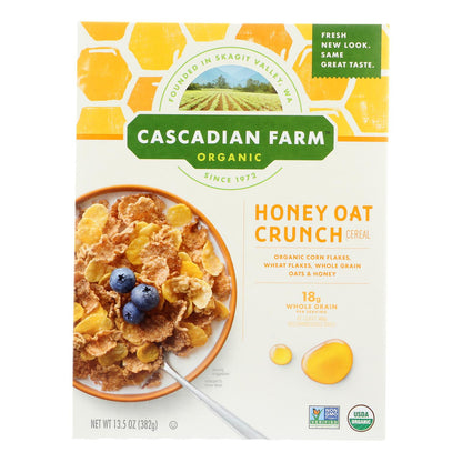 Cascadian Farm Cereal - Organic Corn Flakes Wheat Flakes Whole Grain Oats And Honey - Case Of 10 - 13.5 Oz.