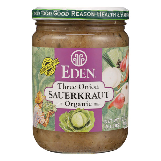 Eden Three Onion Organic Sauerkraut  - Case Of 12 - 18 Oz