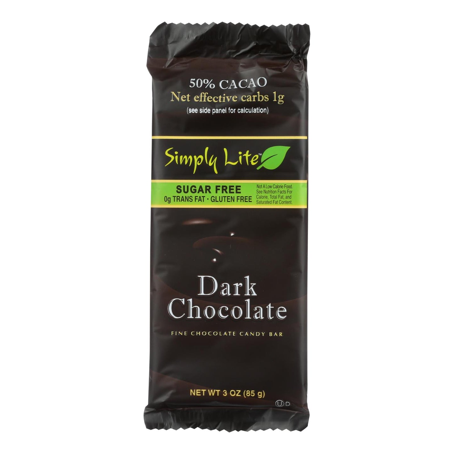 Simply Lite Chocolate Bar - Dark Chocolate - 50 Percent Cacao - 3 Oz - Case Of 10